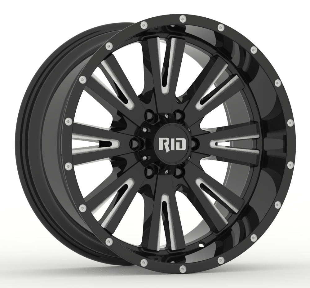 4x rims RID R03 10×20 ET-19 6×139.7 | glossy black/milled spokes