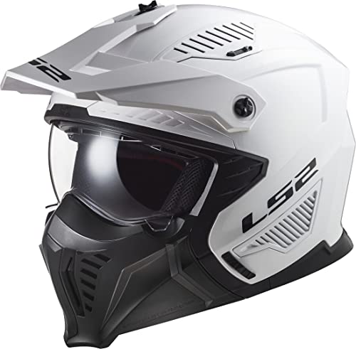 LS2 Jet Modularhelm Motorrad Drifter, Solid Weiß, ECE 2206, Größe XXL – Leicht, Belüftet, Sicher