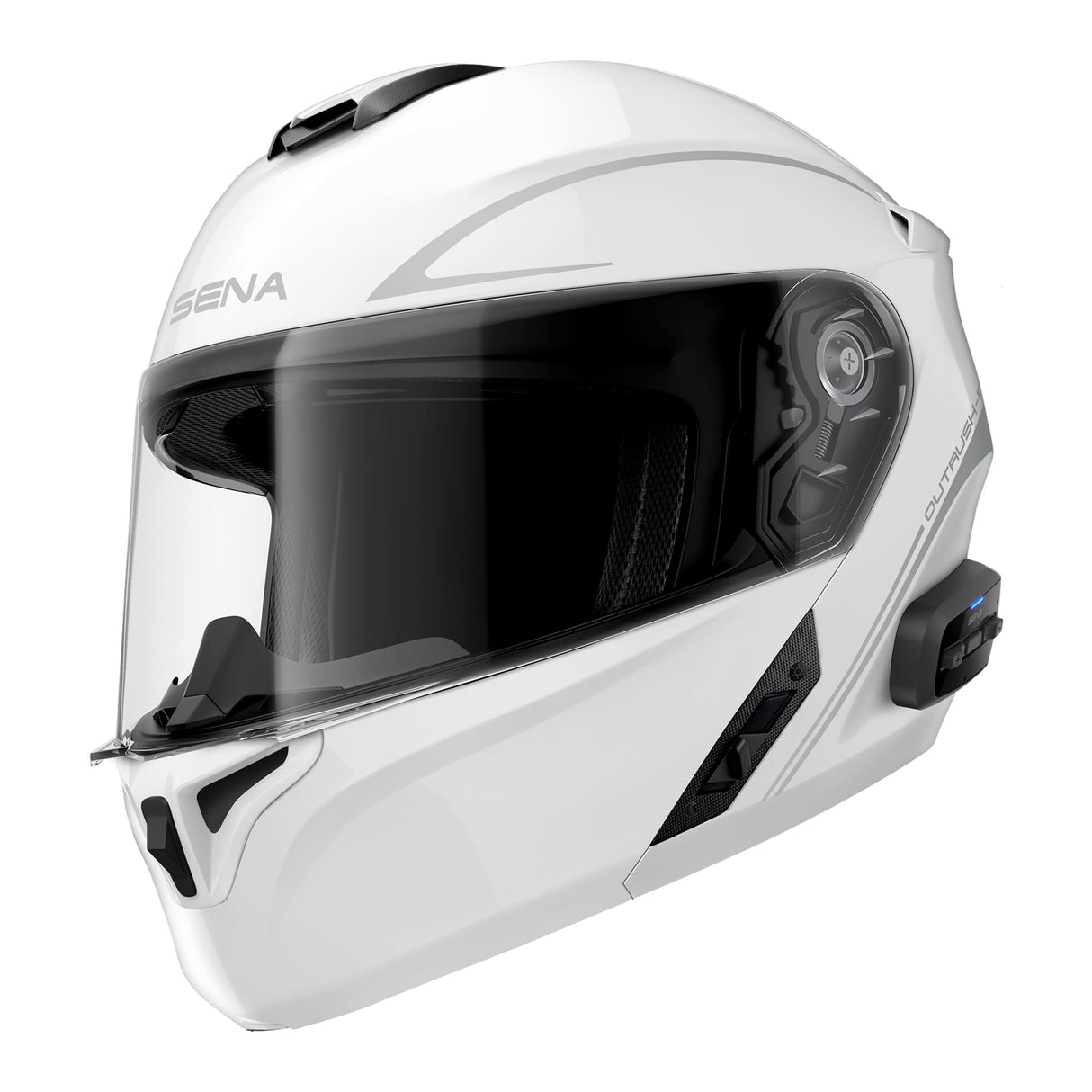 Sena Outrush R Bluetooth Klapphelm S - integriertes Intercom, Weiß, sicherer Motorradhelm, klare Kommunikation