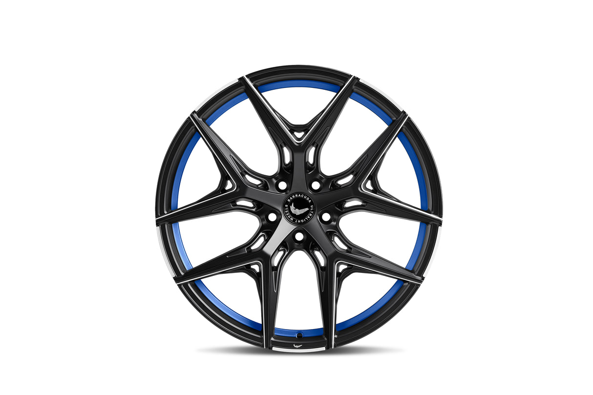 Barracuda Razzer Alufelge 10x20 ET35 5x112 Mattblack undertcut Trimline blau Puresports gefräst