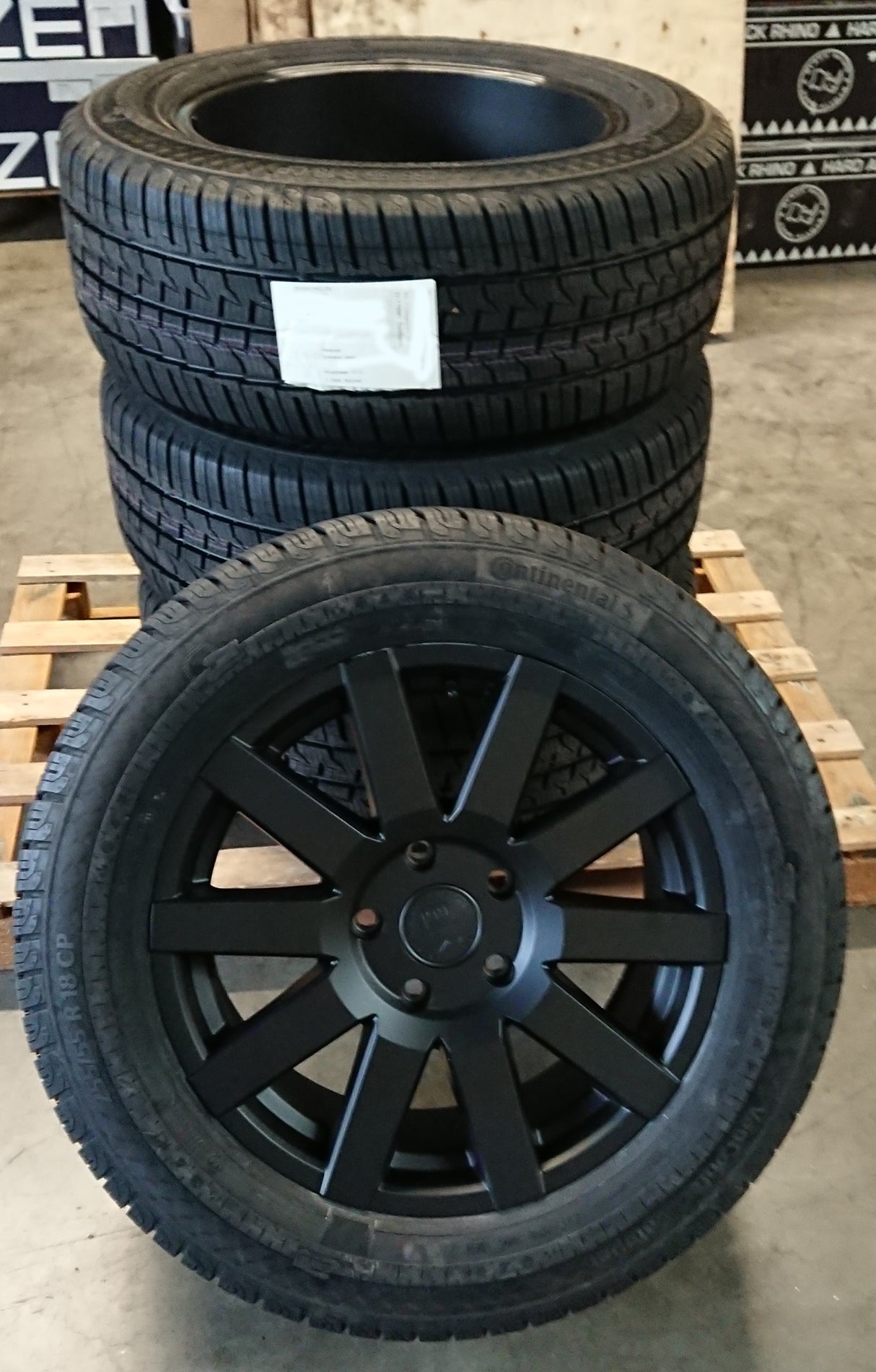 4x rims Black Rhino Journey 8x18 ET48 5x130 + 4x tires Continental Camper 255/55/18