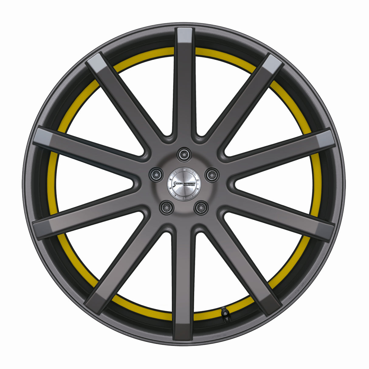 Corspeed Deville Alufelge 9x20 ET30 5x112 Gunmetal/ undercut Color Trim gelb