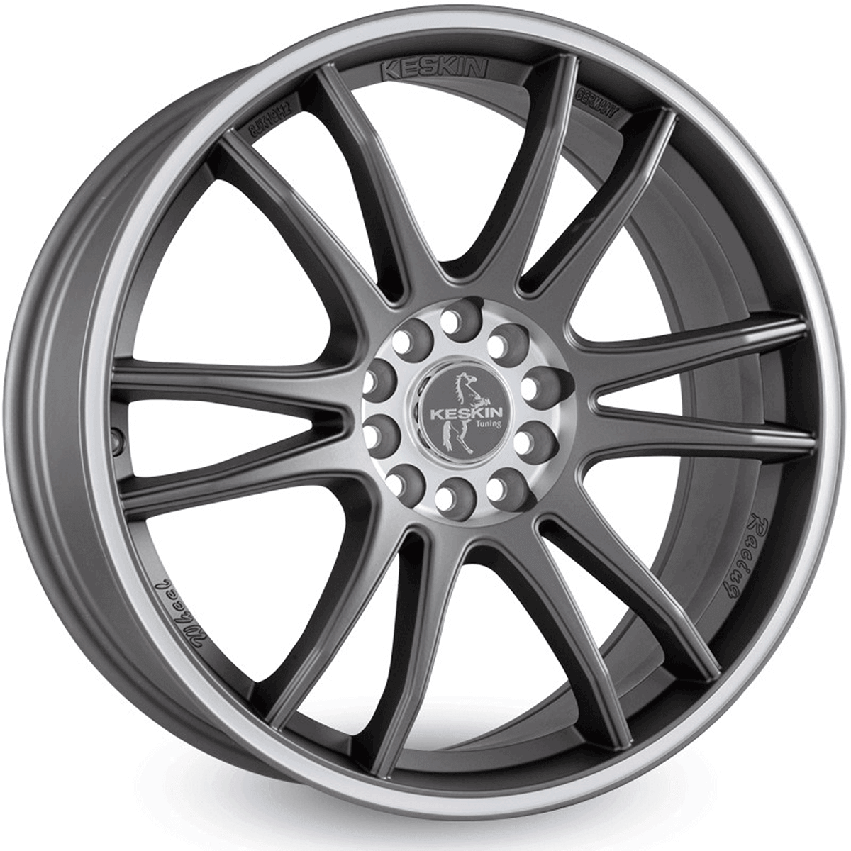 Keskin KT12 Racing Titan Grey Lip Polish Alufelge 8x18 ET35 4x100/4x108/63.4