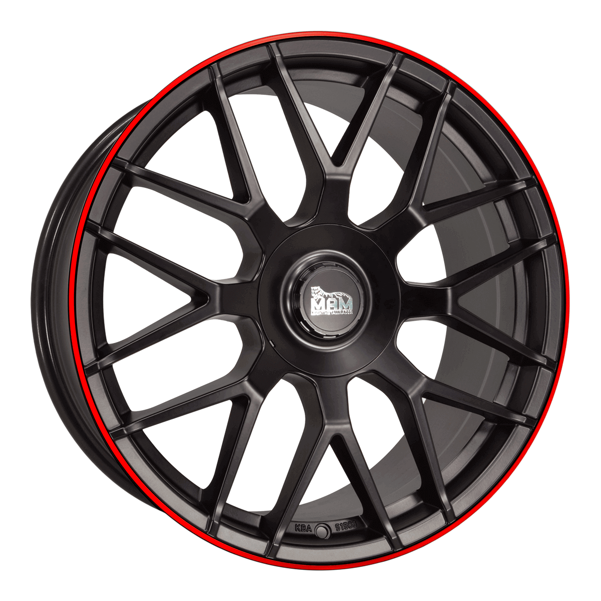 MAM GT1 Matt Black Lip Red Alufelge 8.5x19 ET45 5x108/5x114.3/72.6