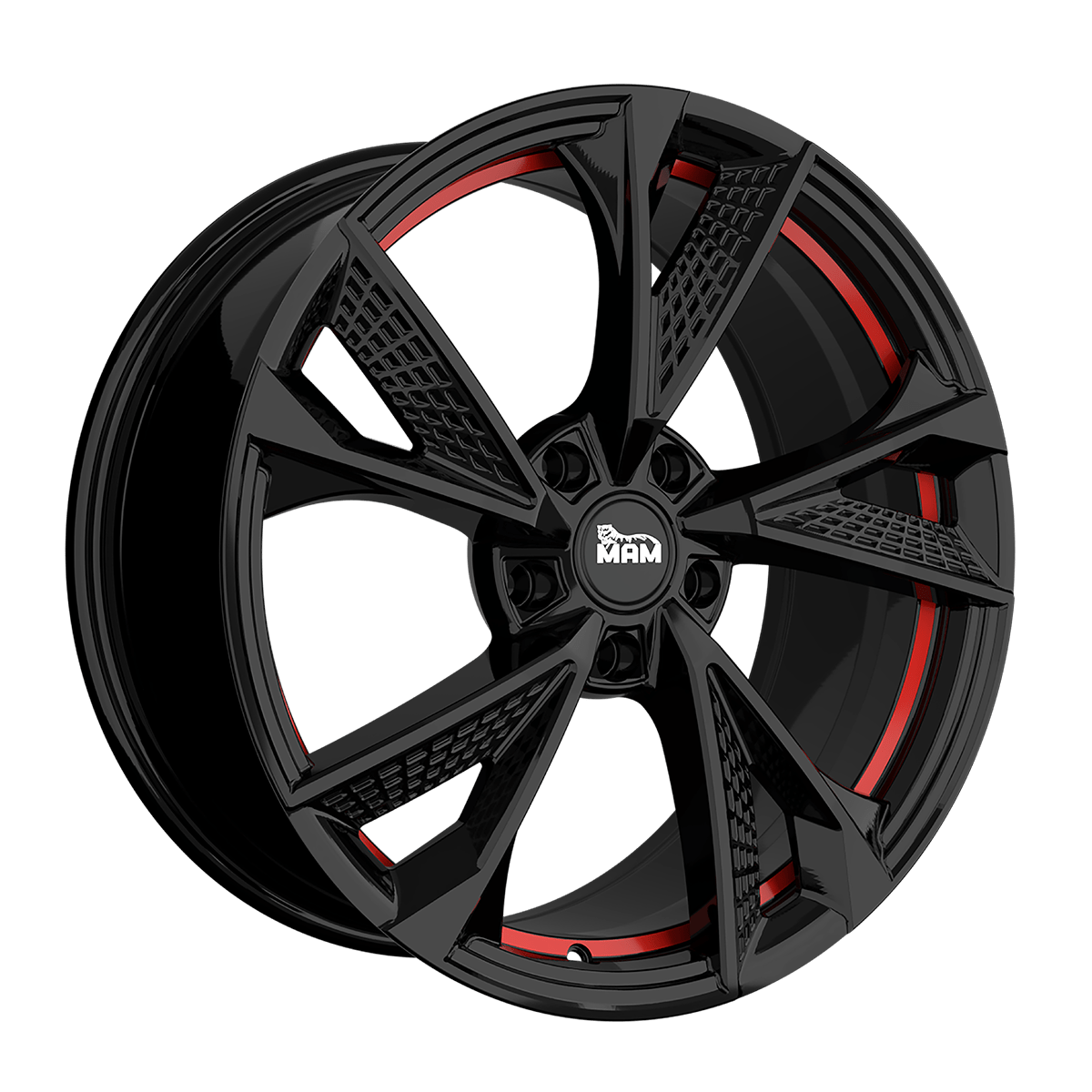 MAM RS6 Black Painted Red Inside Alufelge 8x18 ET45 5x114.3/72.6
