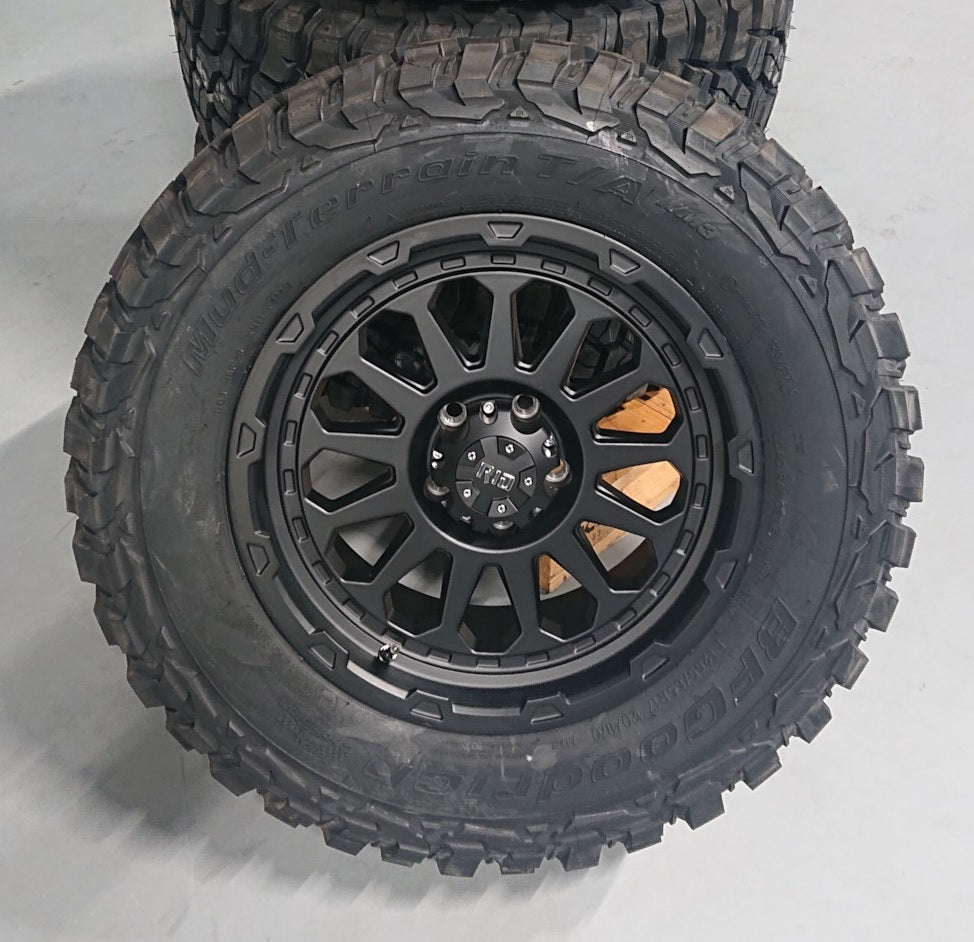 4x rims RID R07 9x18 ET20 6x135 + 4x tires Black Bear AT2 33×12.5×18