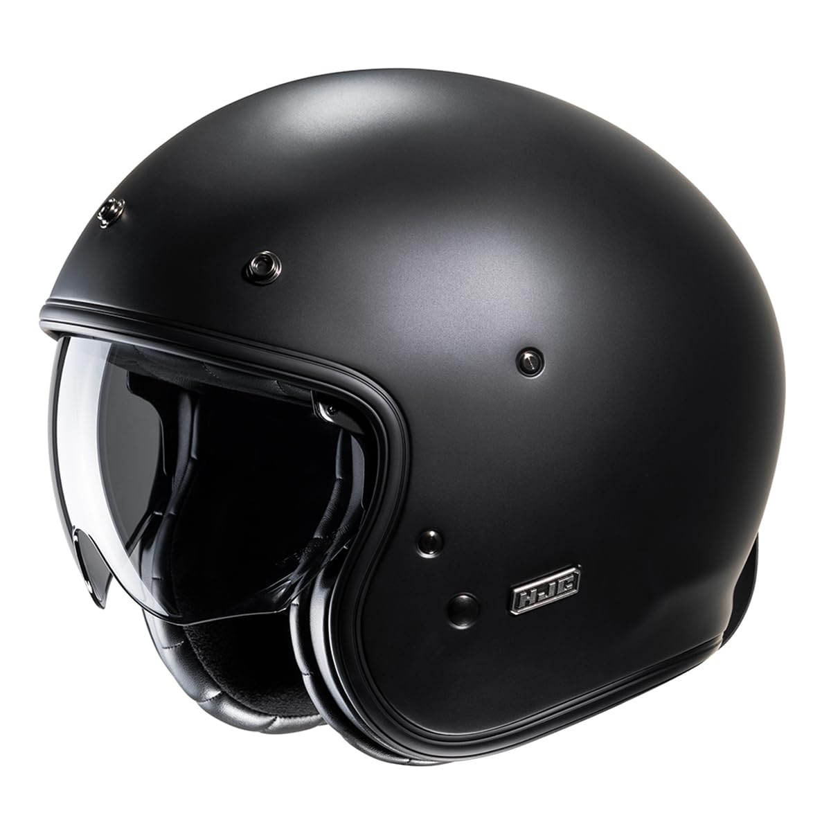 HJC Jethelm Motorrad V31 Schwarz Matt, Größe M - Retro Stil, Hoher Tragekomfort