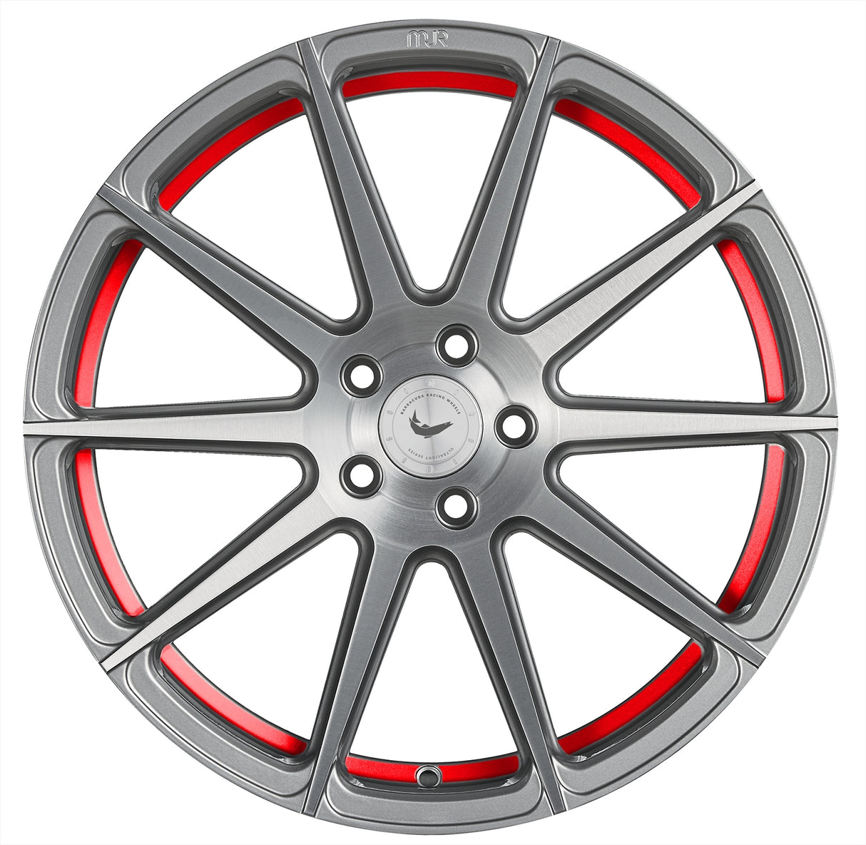 Barracuda Project 2.0 Alufelge 9,5x22 ET30 5x112 silver brushed/ undercut Color Trim rot
