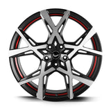 Barracuda Project X Alufelge 10x22 ET40 5x114,3 Black brushed Surface undercut Trimline red