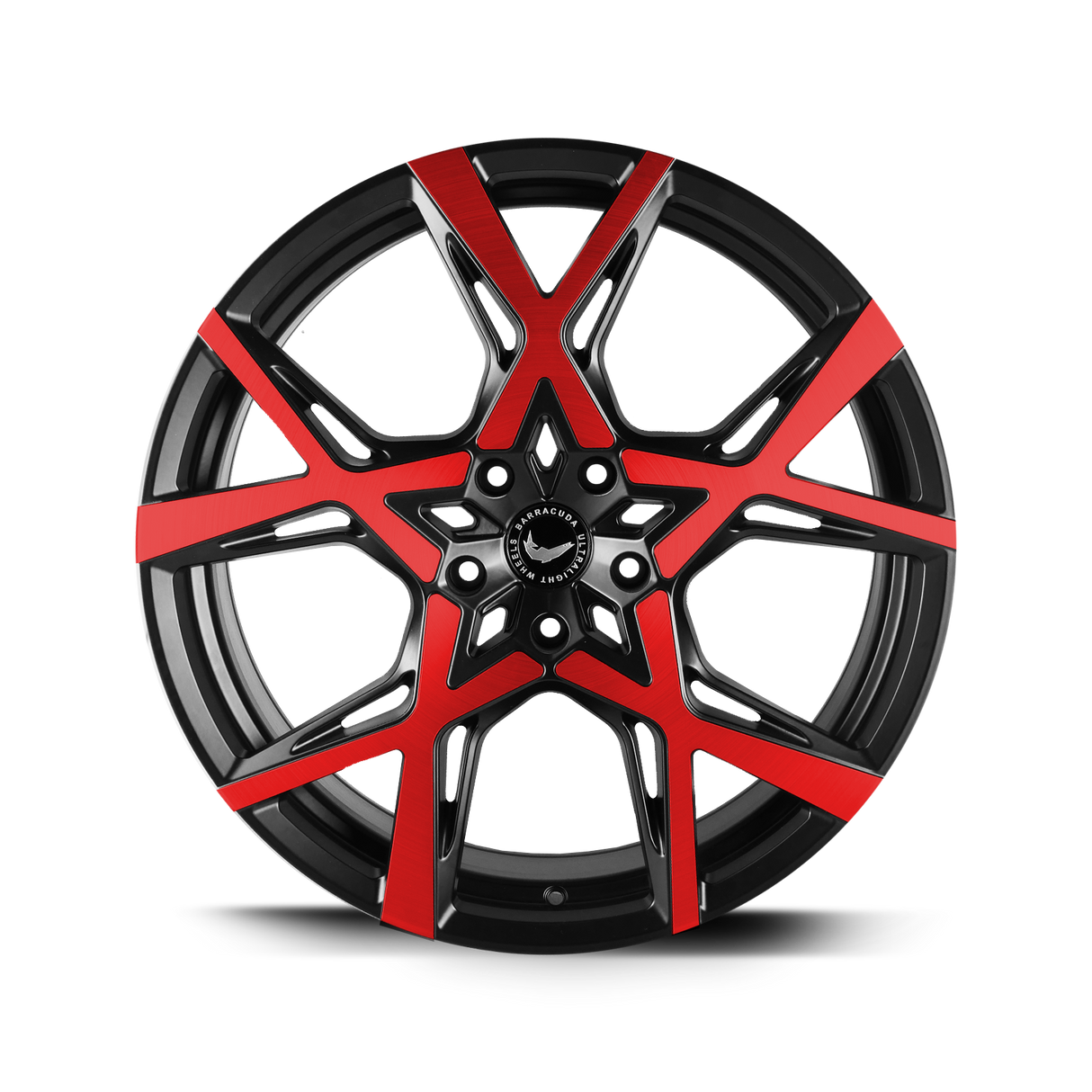 Barracuda Project X Alufelge 10x22 ET40 5x108 Silver-brushed-Surface undercut Trimline red