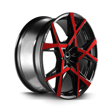 Barracuda Project X Alufelge 10x22 ET40 5x114,3 Black brushed Surface undercut Trimline red