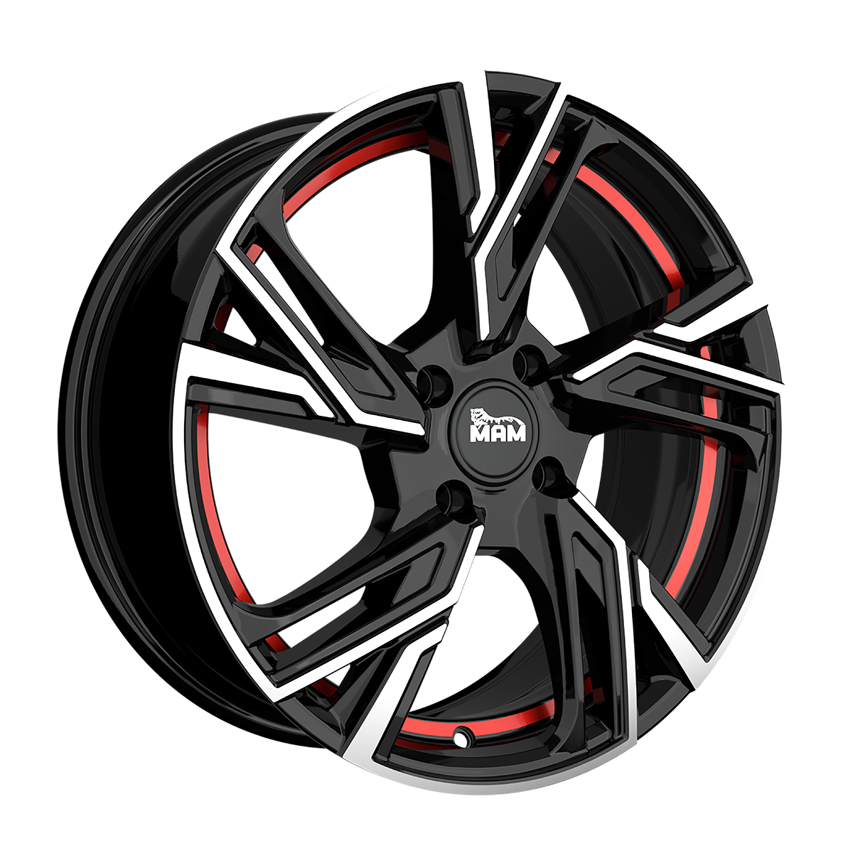 MAM RS5 Black Front Polish Red Inside Alufelge 6.5x16 ET35 4x100/63.4