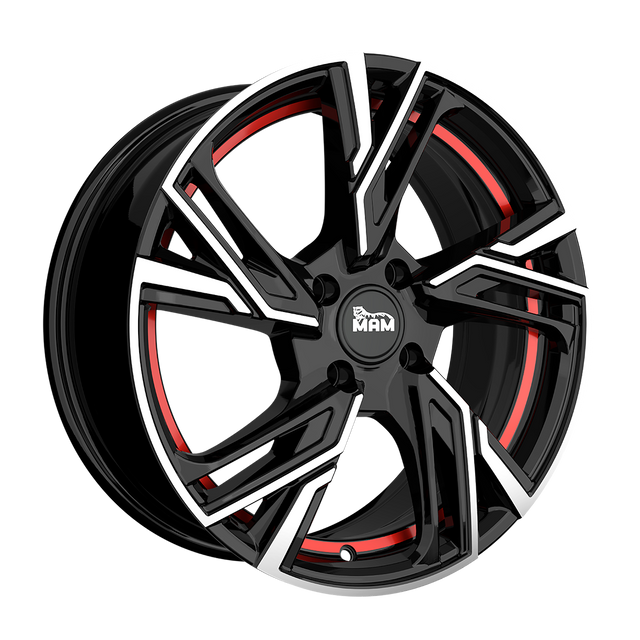 MAM RS5 Black Front Polish Red Inside Alufelge 6.5x16 ET37 4x108/63.4