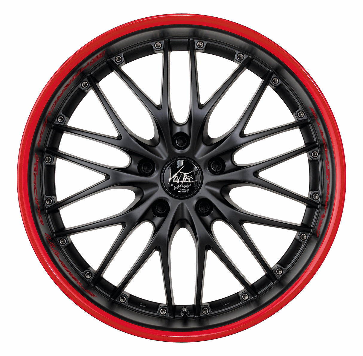Barracuda Voltec T6 Alufelge 8x17 ET45 5x112 Mattblack Puresports Color Trim rot