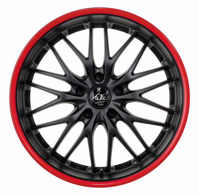 Barracuda Voltec T6 Alufelge 8x18 ET30 5x112 Mattblack Puresports Color Trim rot