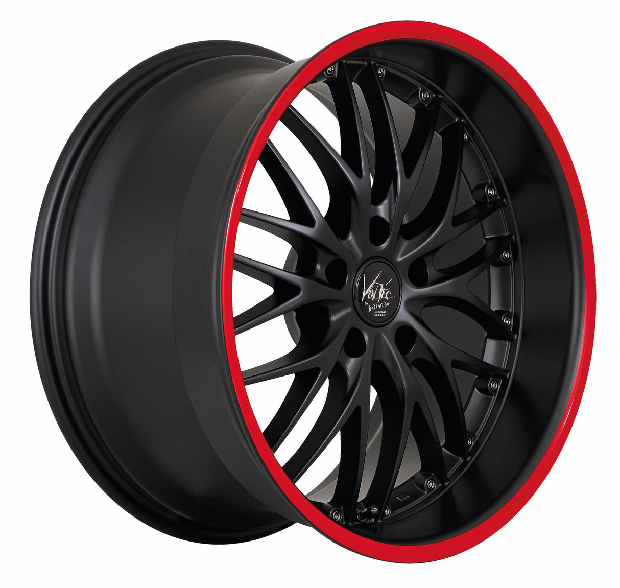 Barracuda Voltec T6 Alufelge 8x19 ET40 5x114,3 Mattblack Puresports Color Trim rot