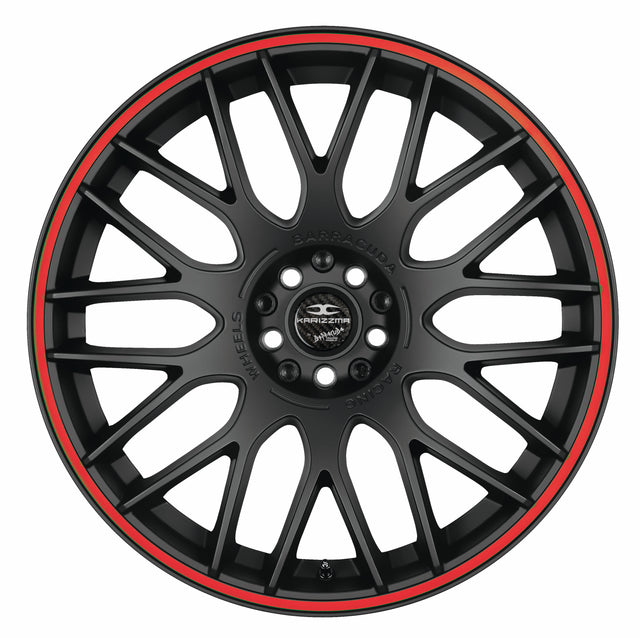 Barracuda Karizzma Alufelge 7,5x17 ET38 4x98/4x108 Mattblack Puresports Color Trim rot