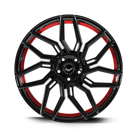 Barracuda Dragoon Alufelge 10x20 ET35 5x114,3 Higloss-Black undercut Trimline red