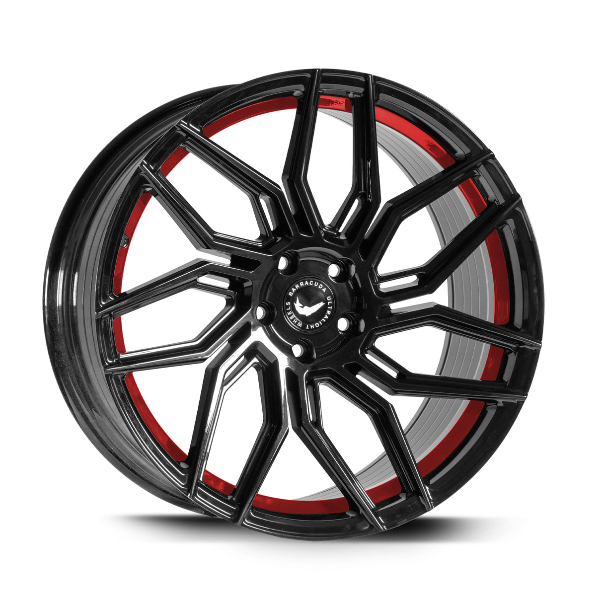 Barracuda Dragoon Alufelge 8,5x19 ET40 5x108 Higloss-Black undercut Trimline red