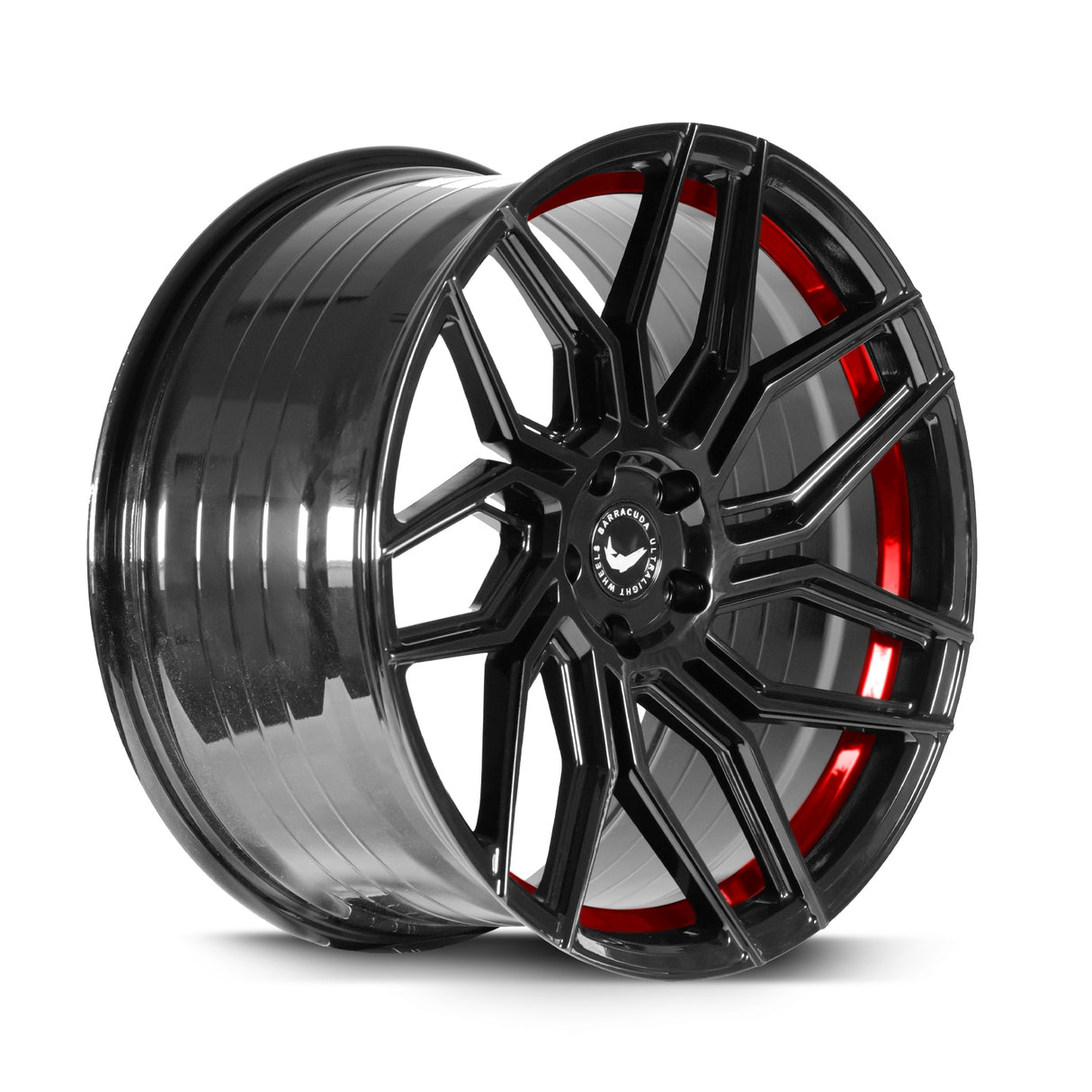 Barracuda Dragoon Alufelge 8,5x19 ET40 5x108 Higloss-Black undercut Trimline red