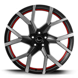 Barracuda Tzunamee Evo Alufelge 8,5x19 ET40 5x120 Dark Gunmetal brushed undercut Trimline red
