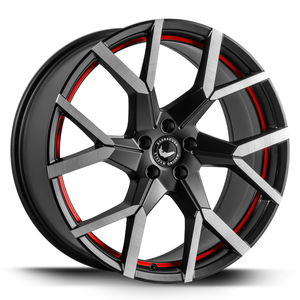 Barracuda Tzunamee Evo Alufelge 8x18 ET40 5x114,3 Silver brushed undercut Trimline red