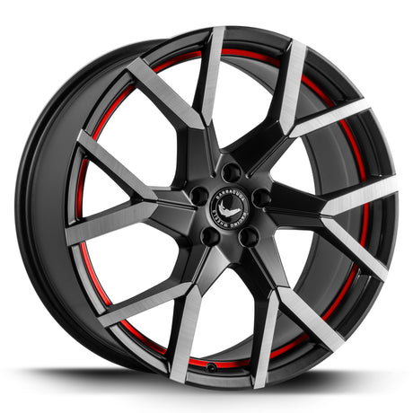 Barracuda Tzunamee Evo Alufelge 8x18 ET40 5x114,3 Silver brushed undercut Trimline red