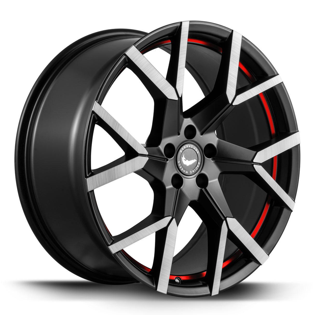 Barracuda Tzunamee Evo Alufelge 8,5x19 ET43 5x112 Silver brushed undercut Trimline red