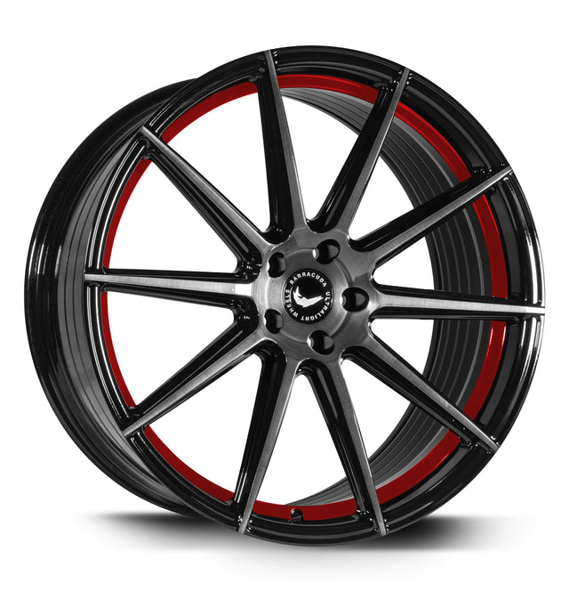 Barracuda Project Two Alufelge 9x21 ET25 5x112 Higloss-Black brushed Surface/undercut Colour trim rot