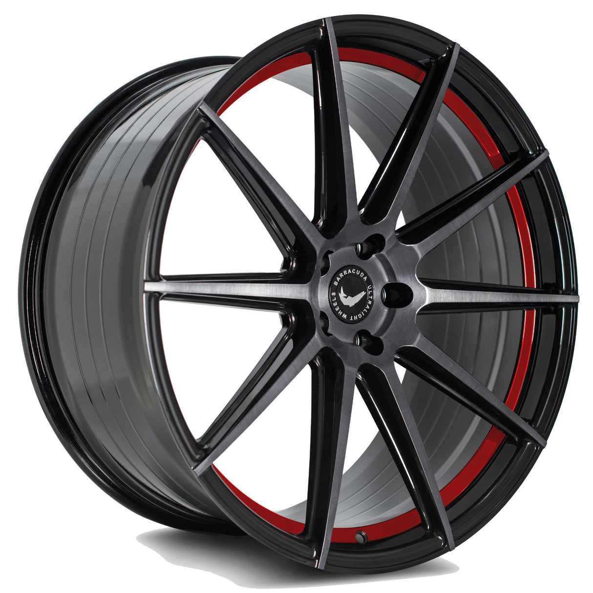 Barracuda Project 2.0 Alufelge 10,5x22 ET35 5x112 Higloss-Black brushed Surface/undercut Colour trim rot