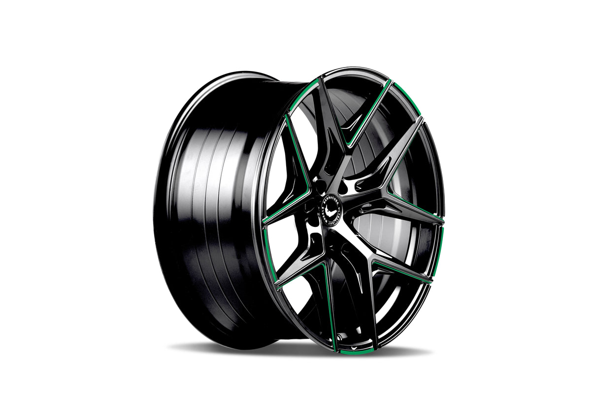 Barracuda Razzer Alufelge 9,5x21 ET35 5x112 Flash GREEN Puresports gefräst