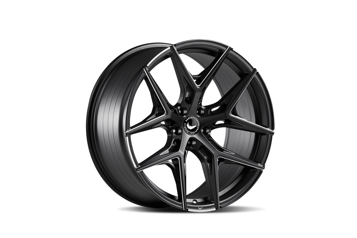Barracuda Razzer Alufelge 9,5x22 ET25 5x112 Mattblack undertcut Trimline blau Puresports gefräst
