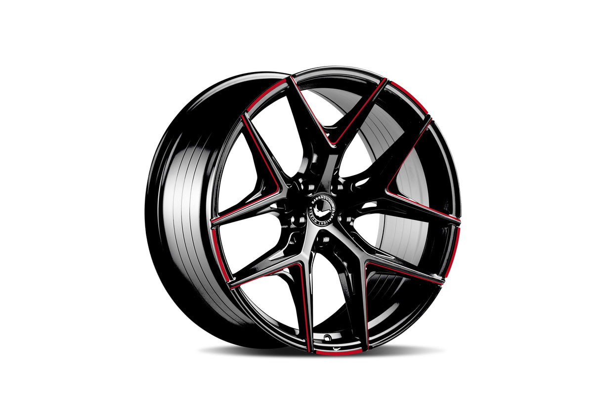 Barracuda Razzer Alufelge 9,5x21 ET33 5x114,3 Mattblack undercut Trimline rot Puresports gefräst