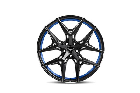 Barracuda Razzer Alufelge 8,5x19 ET40 5x108 Mattblack undertcut Trimline blau Puresports gefräst