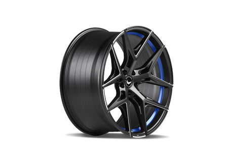 Barracuda Razzer Alufelge 9,5x21 ET25 5x112 Mattblack undertcut Trimline blau Puresports gefräst