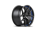 Barracuda Razzer Alufelge 9,5x22 ET30 5x112 Mattblack undertcut Trimline blau Puresports gefräst
