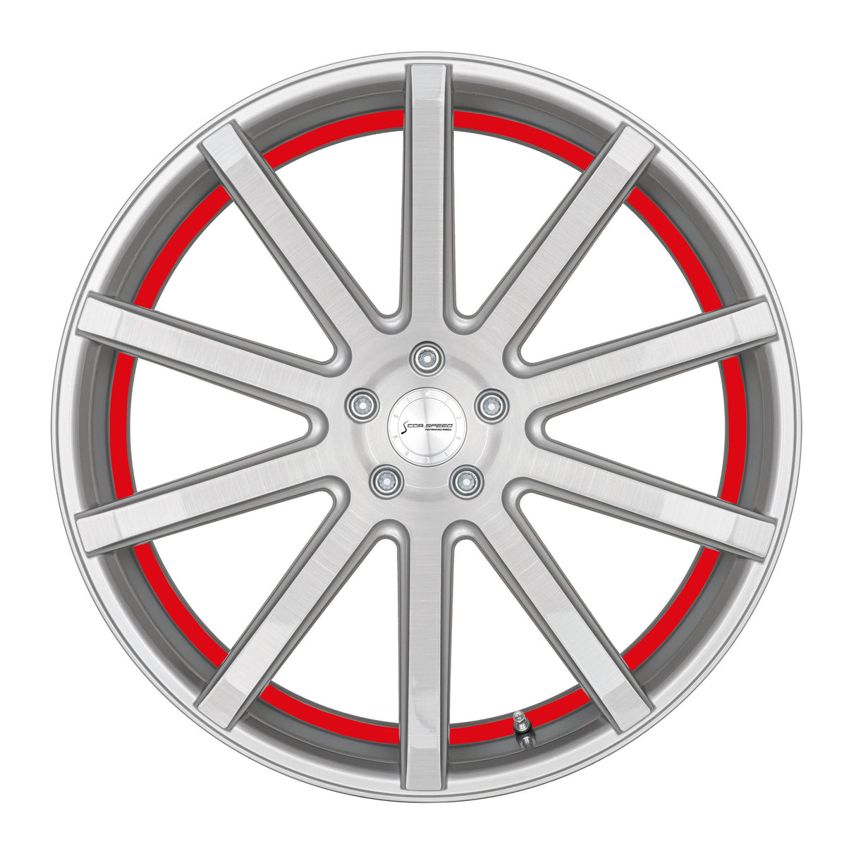 Corspeed Deville Alufelge 10,5x22 ET40 5x112 Silver-brushed-Surface/ undercut Color Trim rot