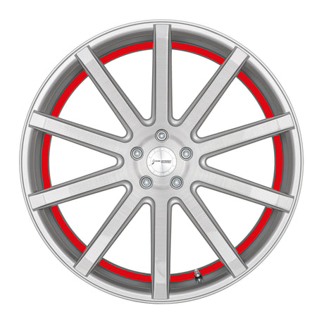 Corspeed Deville Alufelge 9,5x22 ET37 5x108 Silver-brushed-Surface/ undercut Color Trim rot