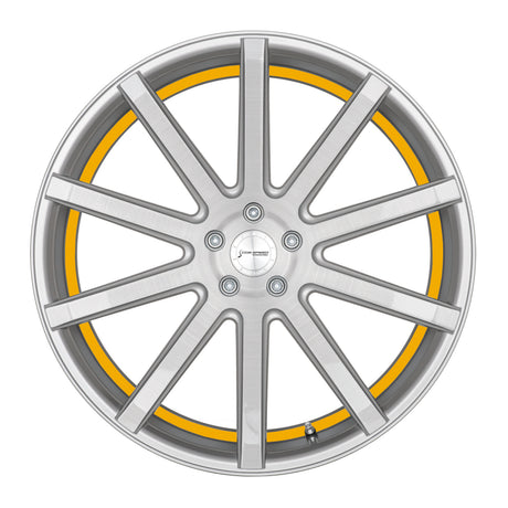 Corspeed Deville Alufelge 10,5x20 ET35 5x112 Silver-brushed-Surface/ undercut Color Trim gelb