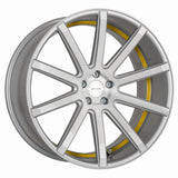 Corspeed Deville Alufelge 9x20 ET20 5x112 Silver-brushed-Surface/ undercut Color Trim gelb