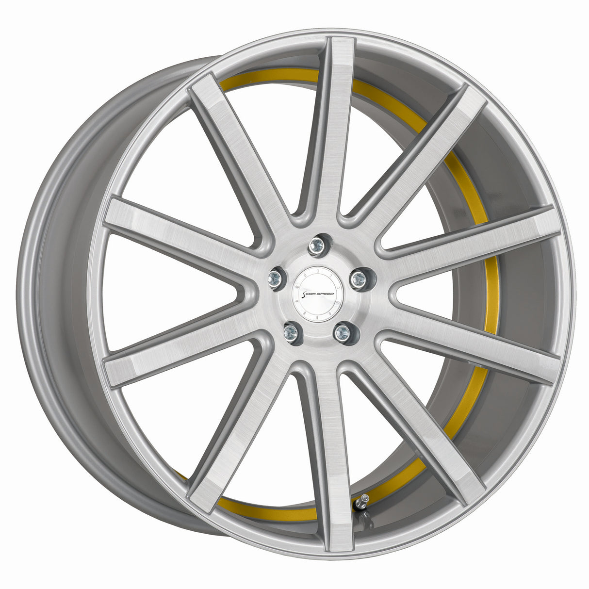 Corspeed Deville Alufelge 9x20 ET40 5x114,3 Silver-brushed-Surface/ undercut Color Trim gelb
