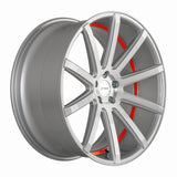 Corspeed Deville Alufelge 9x20 ET25 5x112 Silver-brushed-Surface/ undercut Color Trim rot