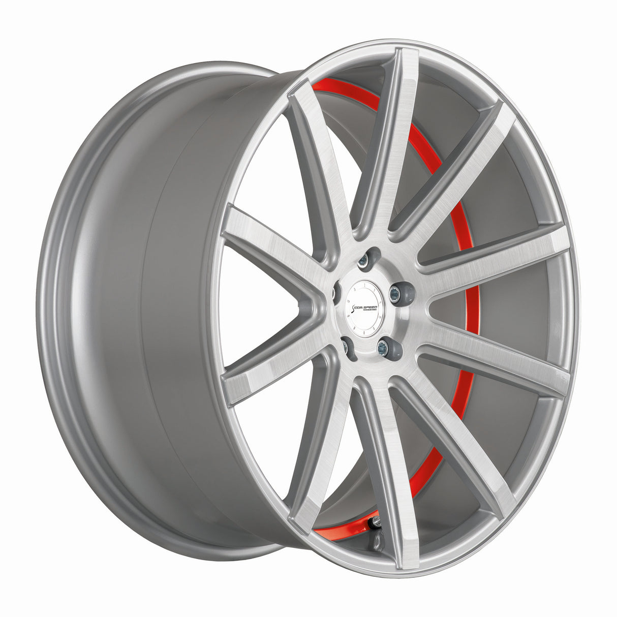 Corspeed Deville Alufelge 9,5x22 ET35 5x112 Silver-brushed-Surface/ undercut Color Trim rot