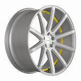 Corspeed Deville Alufelge 10,5x22 ET40 5x120 Silver-brushed-Surface/ undercut Color Trim gelb