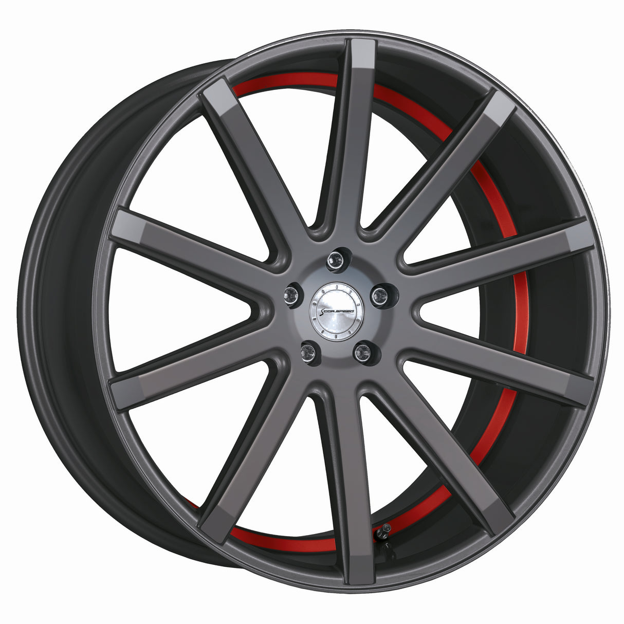 Corspeed Deville Alufelge 8,5x19 ET29 5x112 Gunmetal/ undercut Color Trim rot