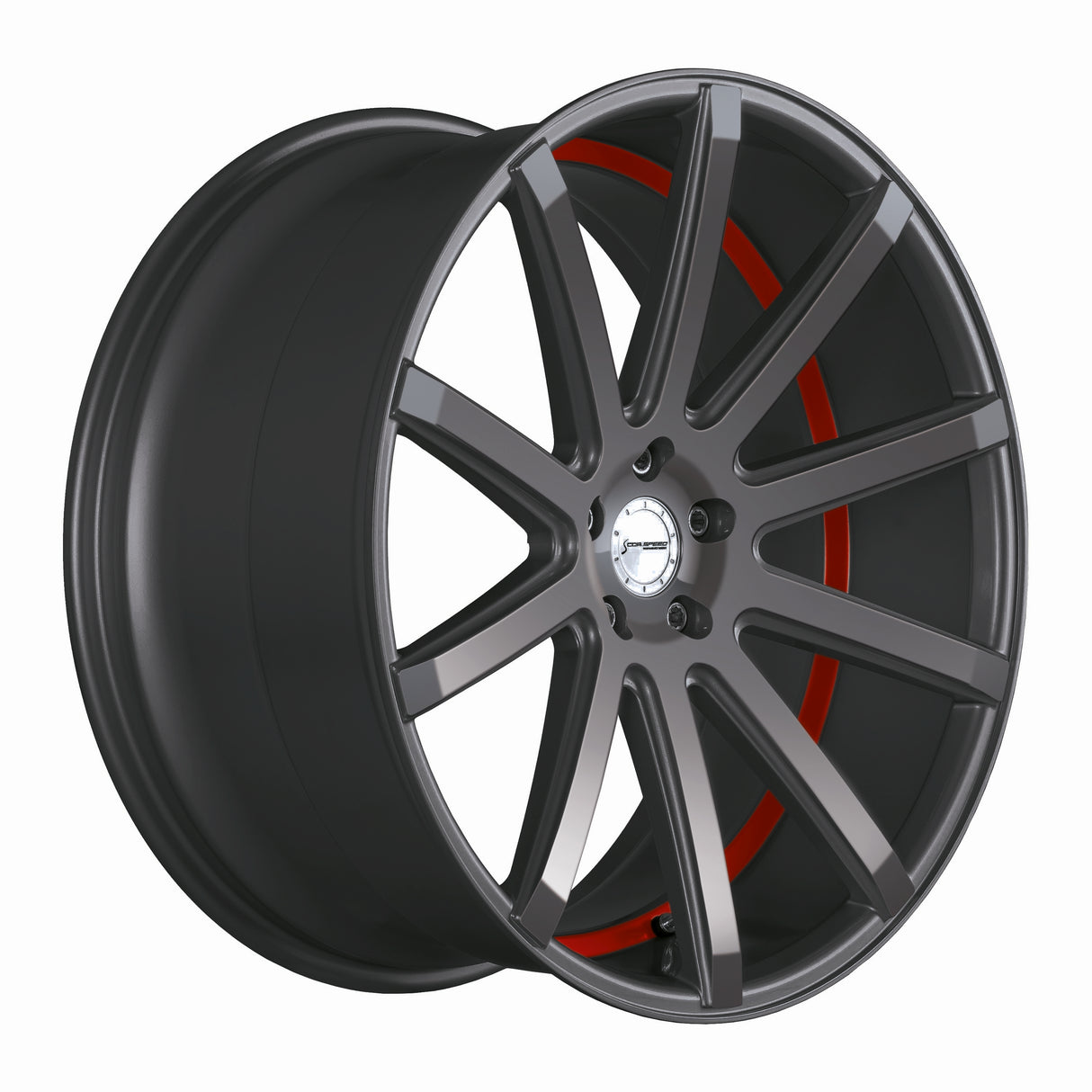 Corspeed Deville Alufelge 10,5x21 ET45 5x108 Gunmetal/ undercut Color Trim rot
