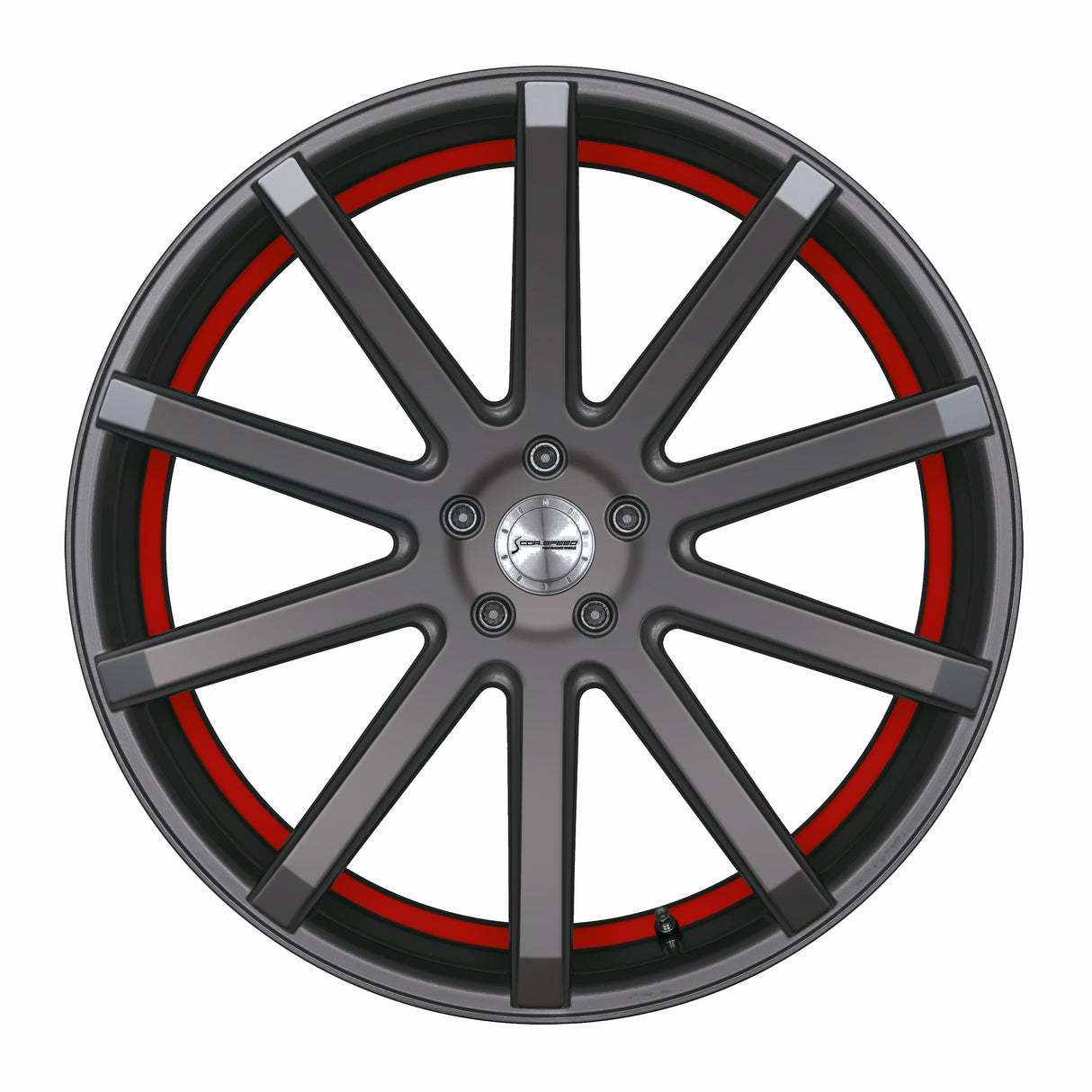 Corspeed Deville Alufelge 8,5x19 ET40 5x108 Gunmetal/ undercut Color Trim rot