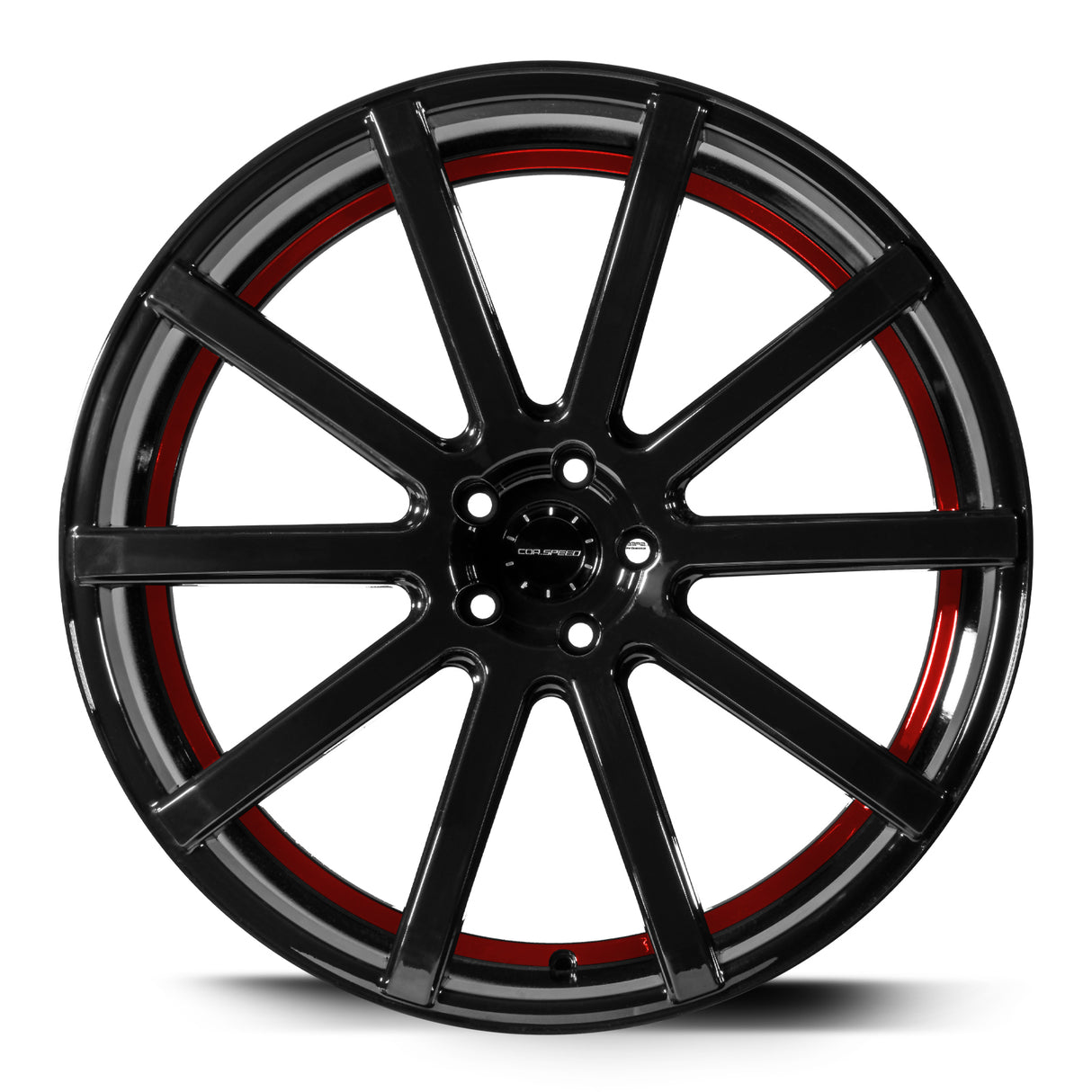 Corspeed Deville Alufelge 9,5x22 ET20 5x112 Higloss-Black/ undercut Color Trim rot