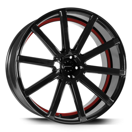 Corspeed Deville Alufelge 9,5x22 ET35 5x112 Higloss-Black/ undercut Color Trim rot