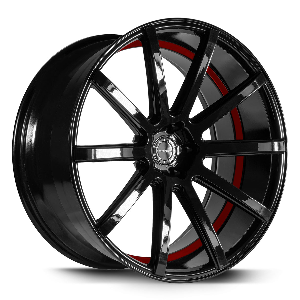 Corspeed Deville Alufelge 9,5x22 ET35 5x112 Higloss-Black/ undercut Color Trim rot